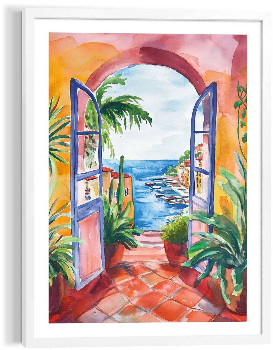 Reinders Schilderij Zomers balkon - 70 x 50 - Hout - REINDERS