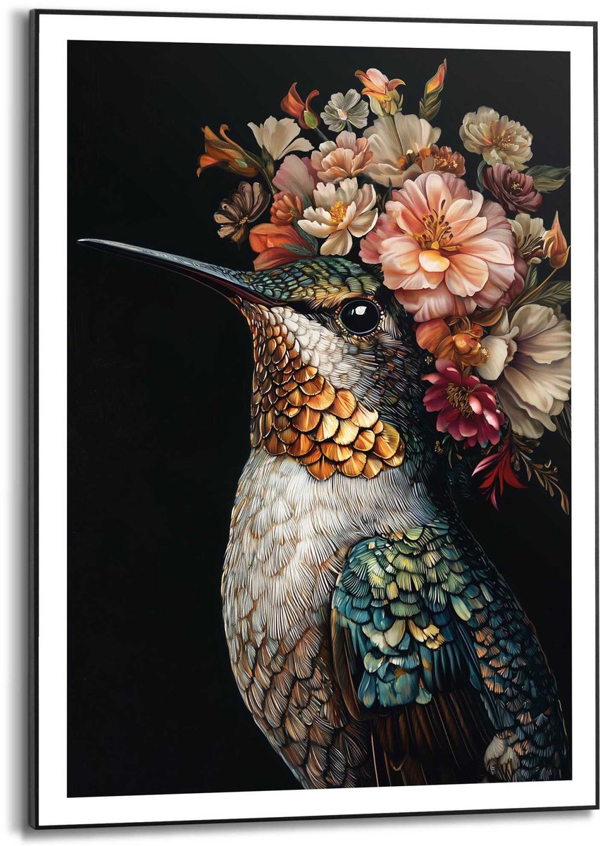 REINDERS Schilderij Lovely Hummingbird - 70 x 50 - Hout - REINDERS Lovely Hummingbird Zwart