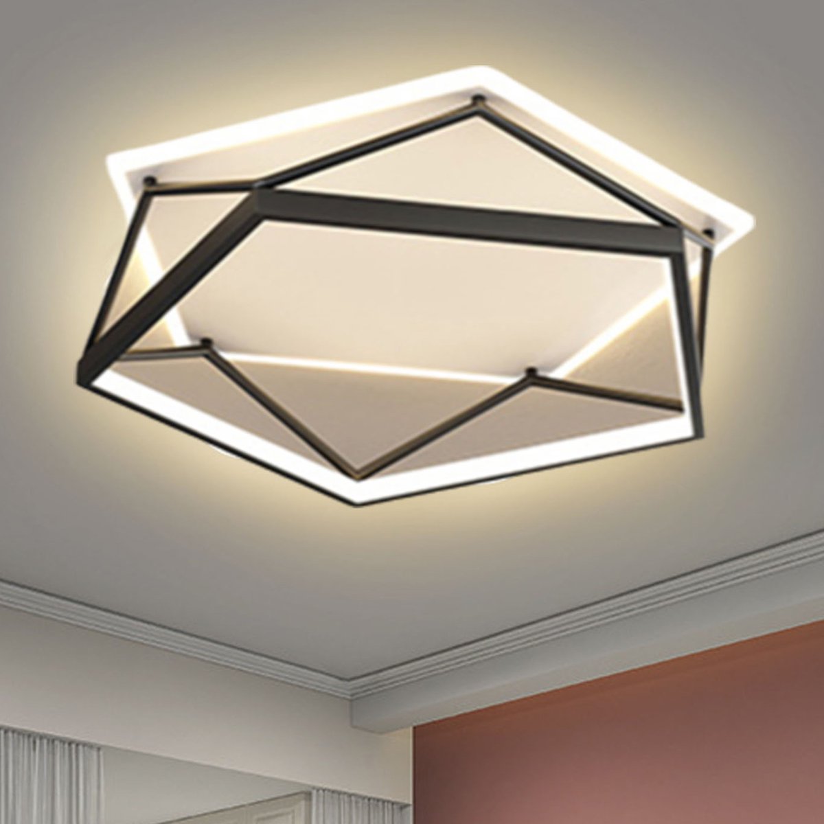 CHIWIN Plafondlamp - LED Plafondlamp Vijfhoek - Afstandsbediening - Dimbaar - Plafondlamp Woonkamer - Modern Design - Eenvoudig te Installeren - 50 cm