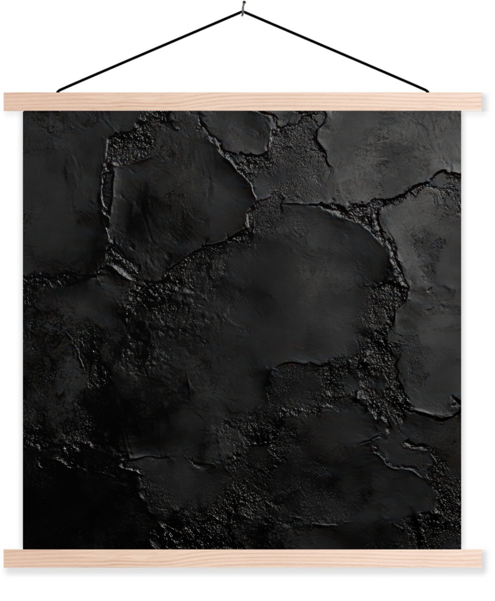 Posterhanger incl. Poster 120x120 cm - Schoolplaat - Zwart - Verf - Textielposter - Blanke