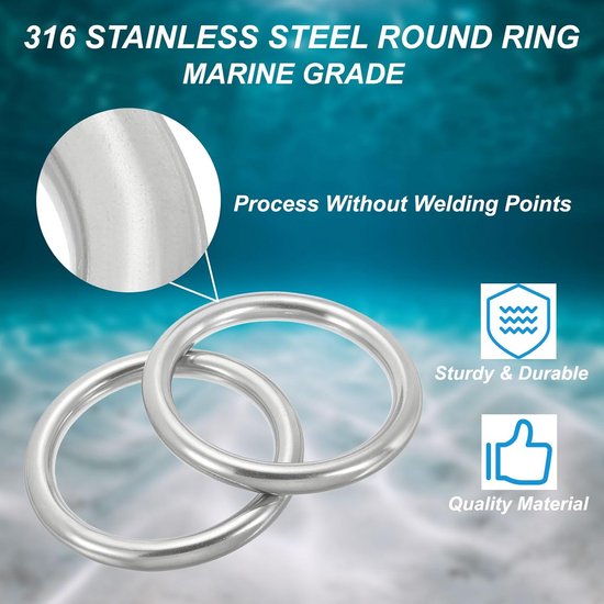 10x RVS O-Ringen Gelast 120mm Marine Kwaliteit Zware Kwaliteit Ringen ...