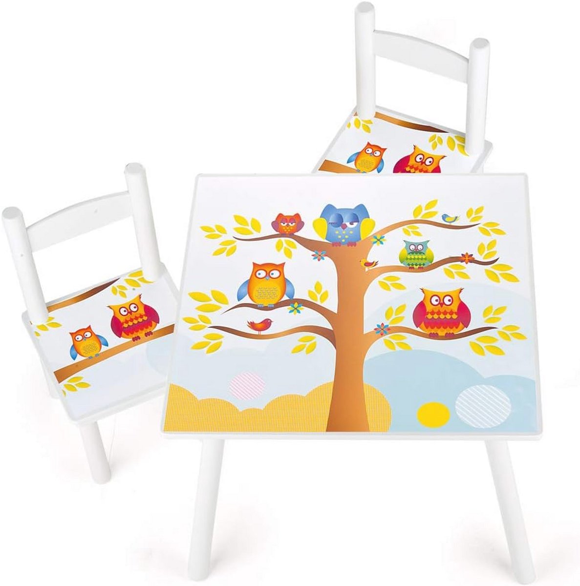 Houten kindertafel met 2 stoelen voor kinderen – Ideaal voor speelhoek of werkkamer