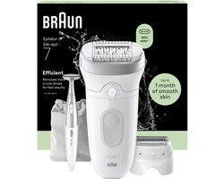 Braun Silk·épil 7 - Wet & Dry Epilator - 7-241 - Langdurig Gladde Huid - Inclusief Scheerkop, Trimkam en Bikinitrimmer - Zilver
