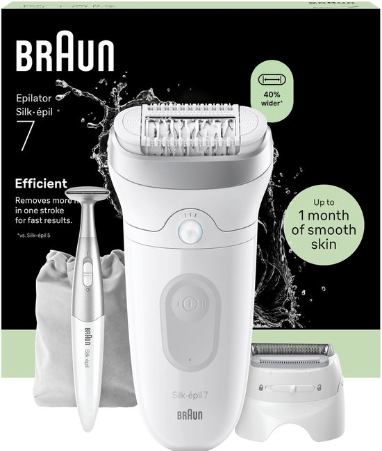 Braun Silk·épil 7 - Wet & Dry Epilator - 7-241 - Langdurig Gladde Huid - Inclusief Scheerkop, Trimkam en Bikinitrimmer - Zilver