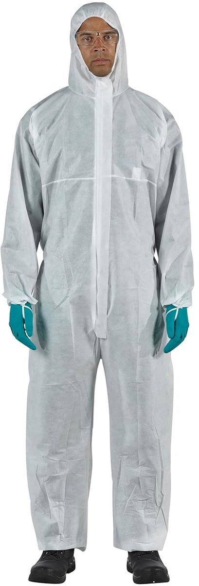 Famanu – Beschermpak wit maat extra large – Ademend werkpak met capuchon