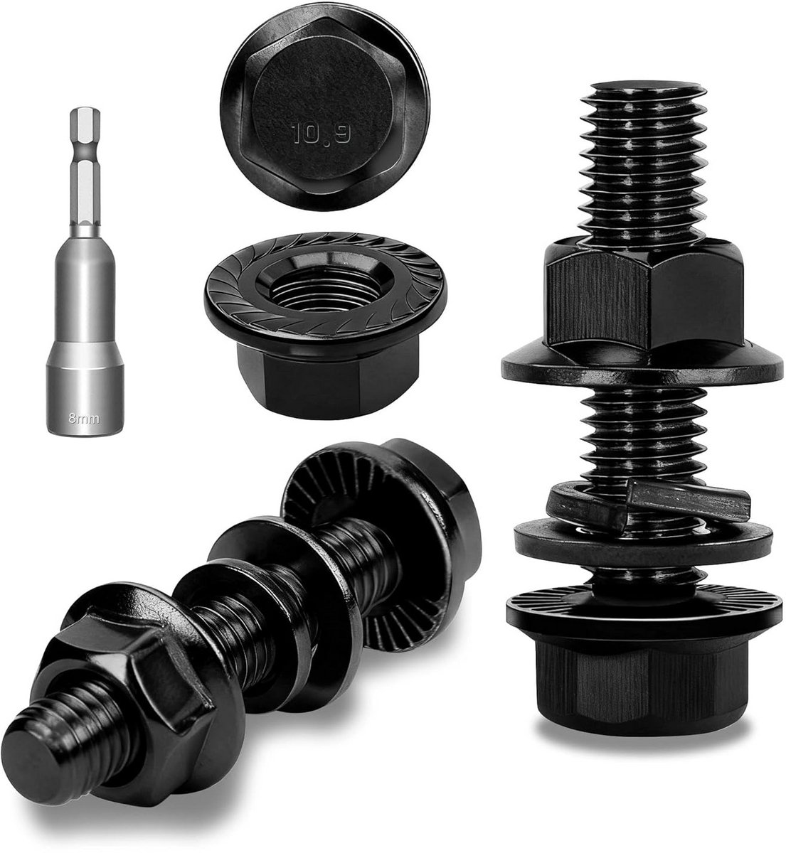 Zeskantschroeven M6 x 35 mm met Flens - 15 Stuks Zwart Koolstofstaal DIN 6921