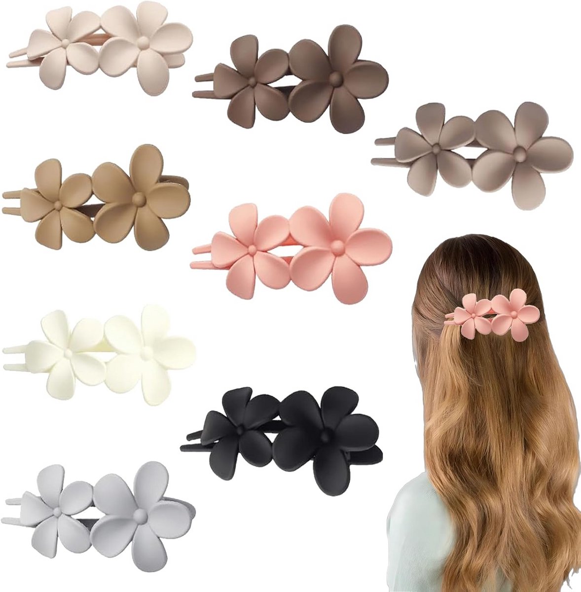 Elegante Frosted Blumen Haarspangen voor Vrouwen - Stevige Eendensnavel Haarklammer
