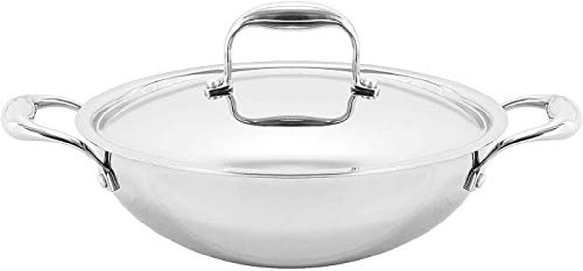 Roestvrijstalen Triply Kookpan met Deksel - Inductievriendelijk, 22 cm, 1,8 liter
