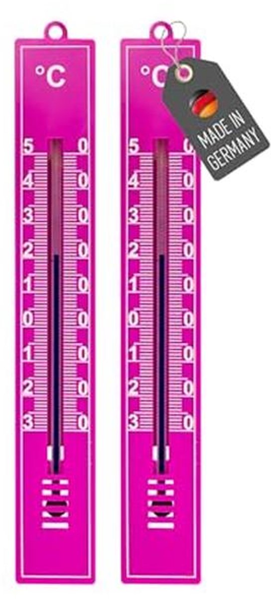 Set van 2 Tuinthermometers -30 °C tot 50 °C, Analoge Kunststof Thermometer voor Binnen en Buiten, 18 cm