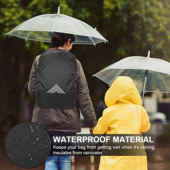 Waterdichte rugzakhoes voor op de fiets zichtbaarheid dag/nacht