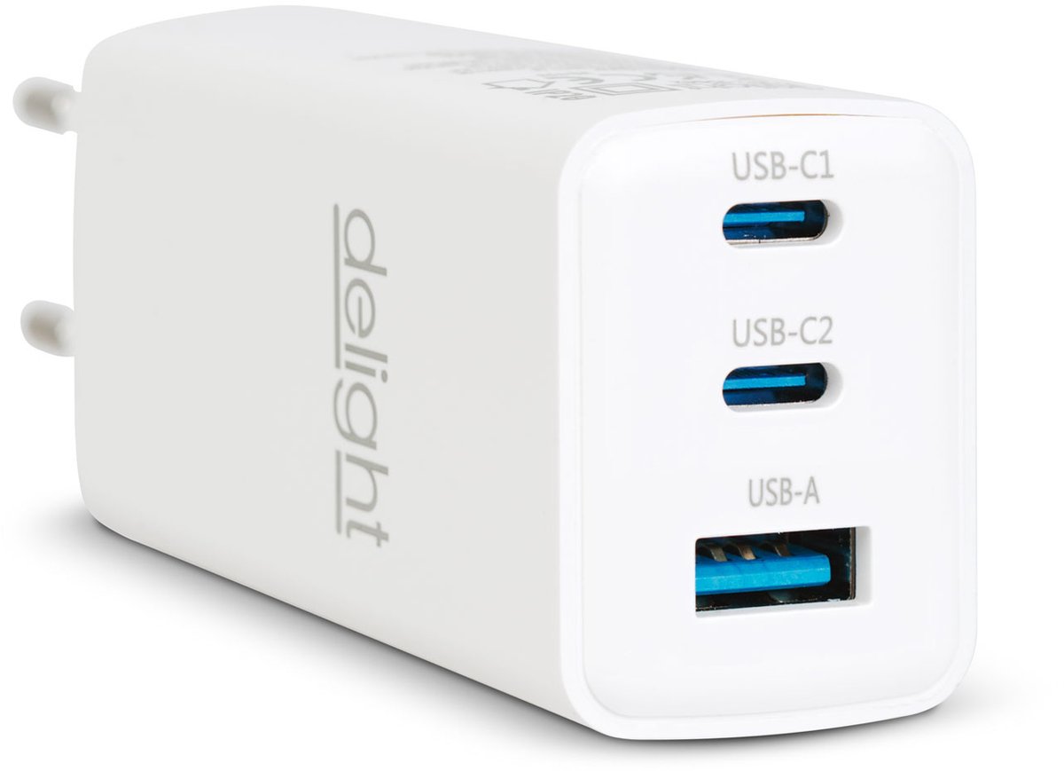Oplaadblok Snellader – USB-A 20W & USB-C Power Delivery 45W – Netwerkadapter / Stekkerblok Oplader – Quick Charge 3.0 – Compact – Wit 1 Stuks [55042]
