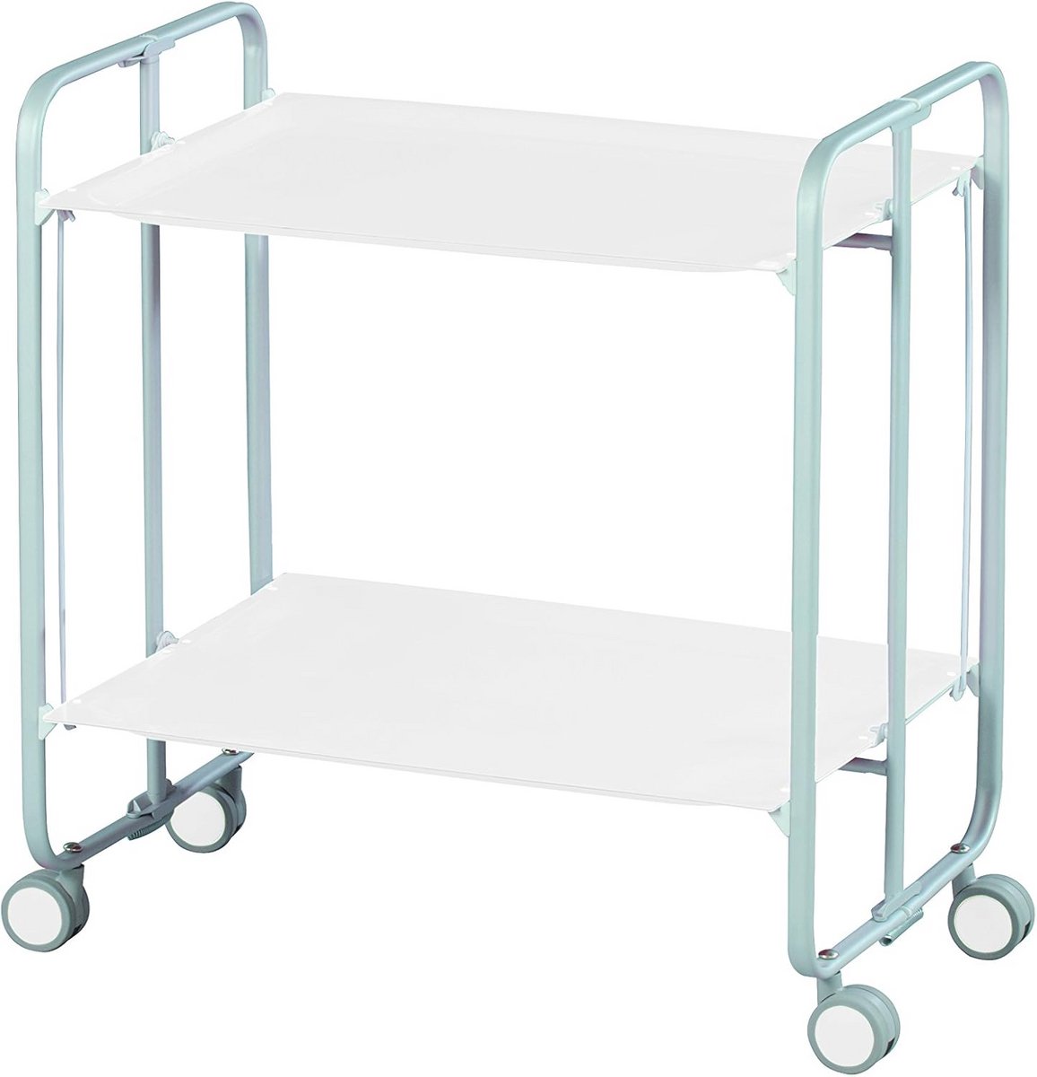 Vouwbare Serving Trolley met 2 Planken - Grijze Metalen Trolley