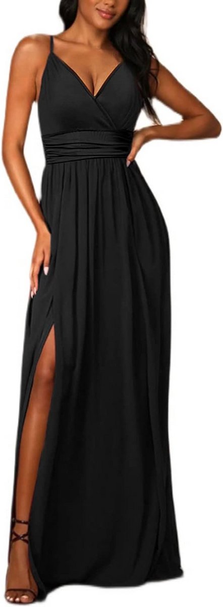 Elegante Damesjurk Schoudervrij met V-hals - Korte Mouwen Cocktailjurk voor Zomer en Lente