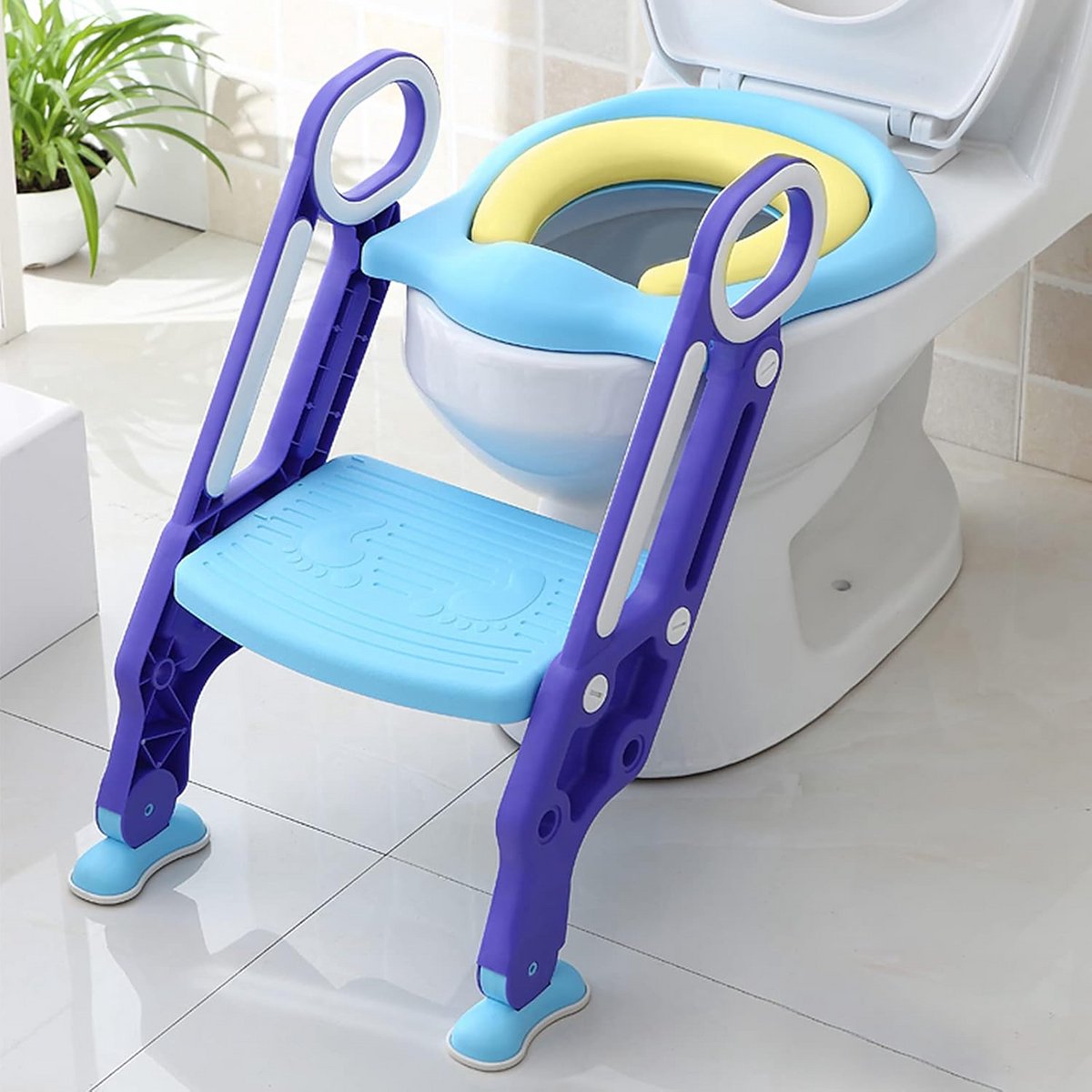 Verstelbare Kinder Toiletbril met Trap en Anti-Slip Zitting - Voor Kinderen 1-7 Jaar