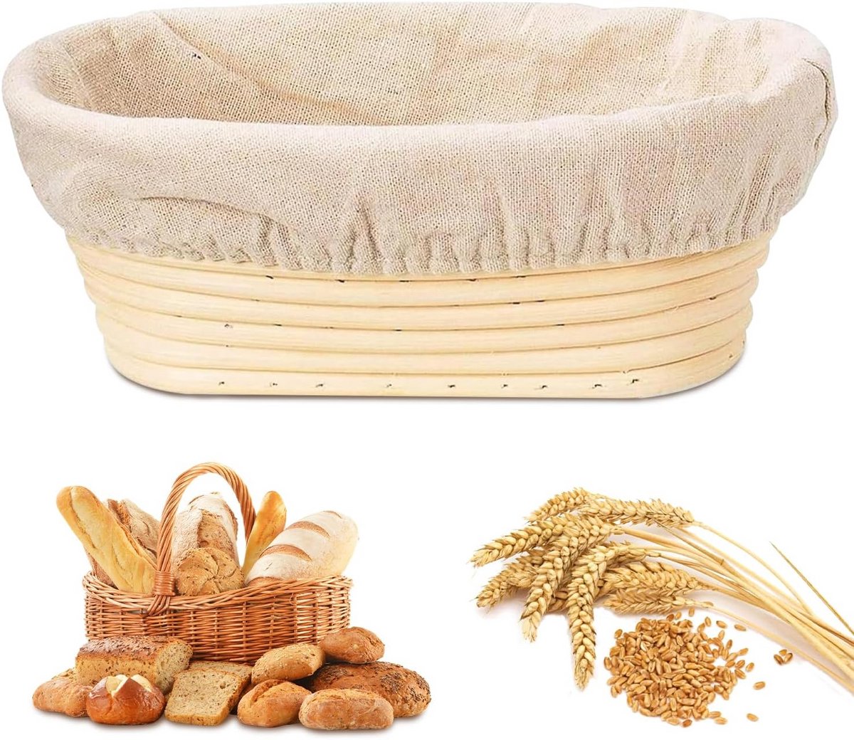 Ovale Rijsmand voor Zuurdesem en Brood – 9 inch Proofing Mand voor Thuisbakkers