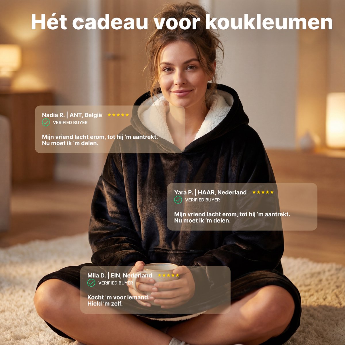 JAXY Hoodie Deken - Snuggle Hoodie - Fleece Deken Met Mouwen - Hoodie Blanket - Zwart — cadeau in Wonen & Interieur - foto 3