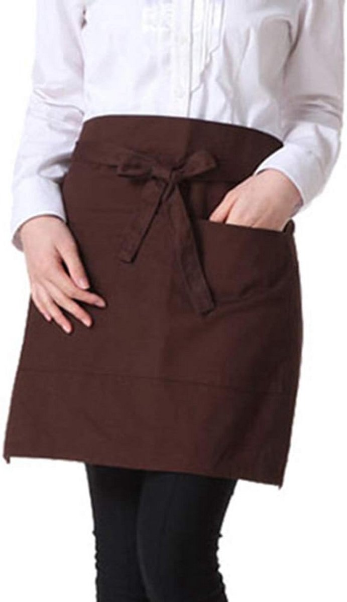 Taille Schort met 2 Zakken - Katoenen Korte Schort voor Restaurant en Keuken