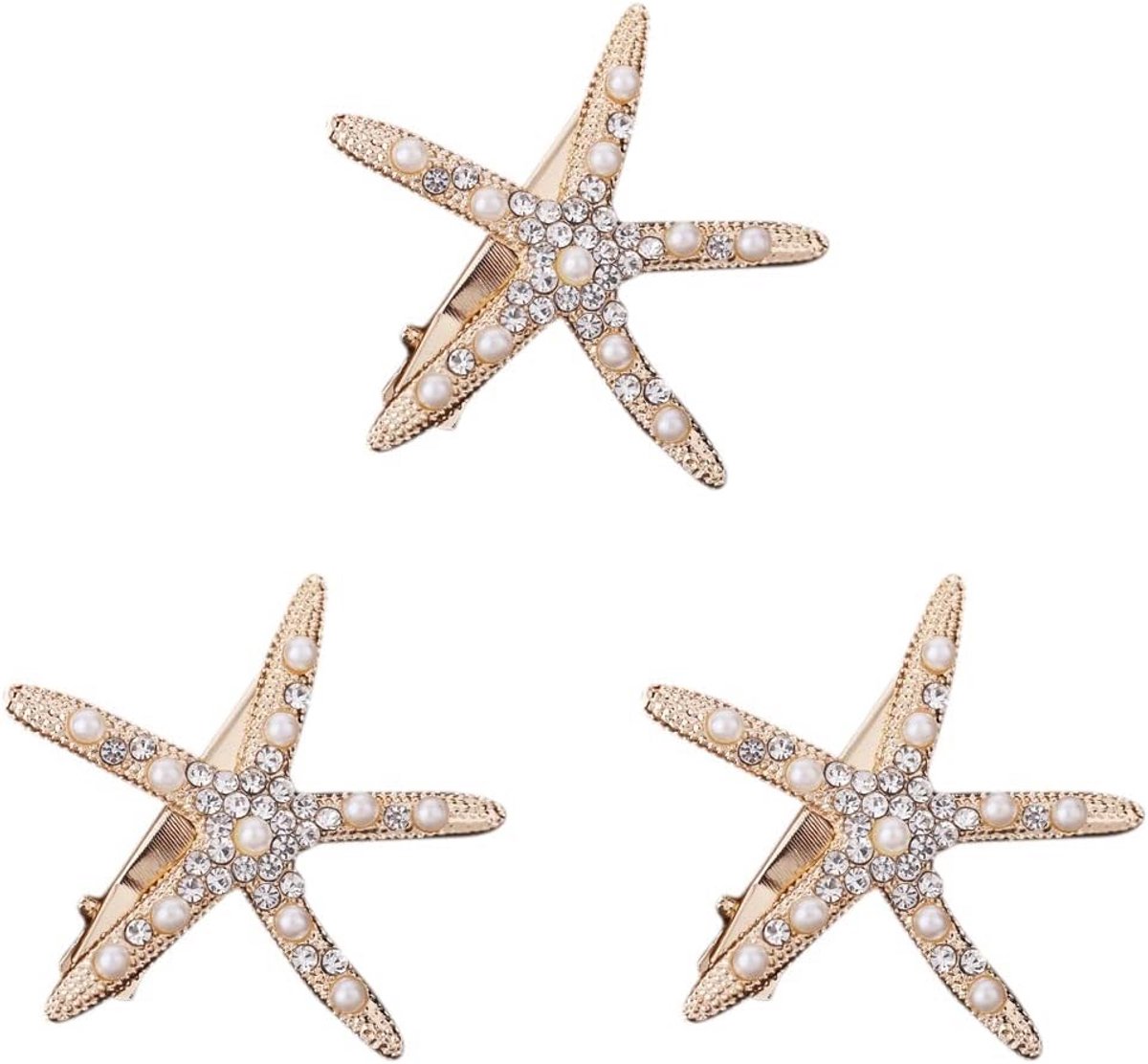 3 Stuks Zeester Haar Clips voor Bruiloft en Feesten