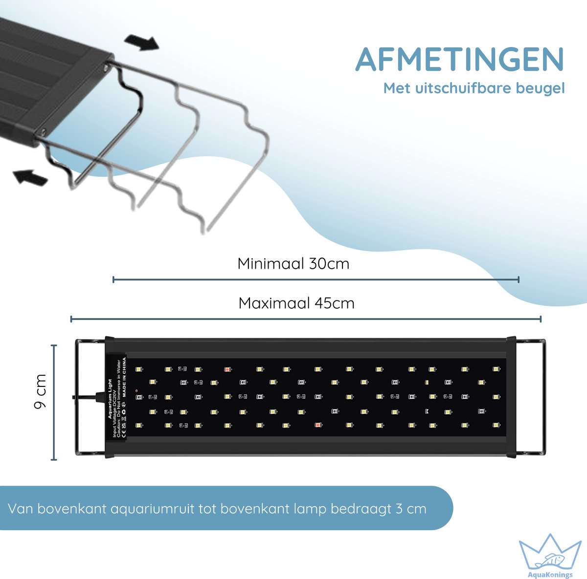 AquaKonings Aquarium LED-lamp 30-45cm, dimbaar met timer thumbnail 6