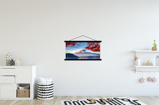 Affiche scolaire - La montagne Fuji japonaise en Asie à l'automne - 90x45 cm - Lattes noires
