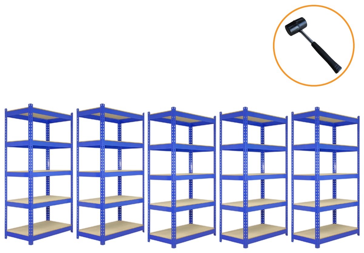 3 x 90cm & 2 x 120cm Blauwe Heavy Duty 5-Laags Stellingkast