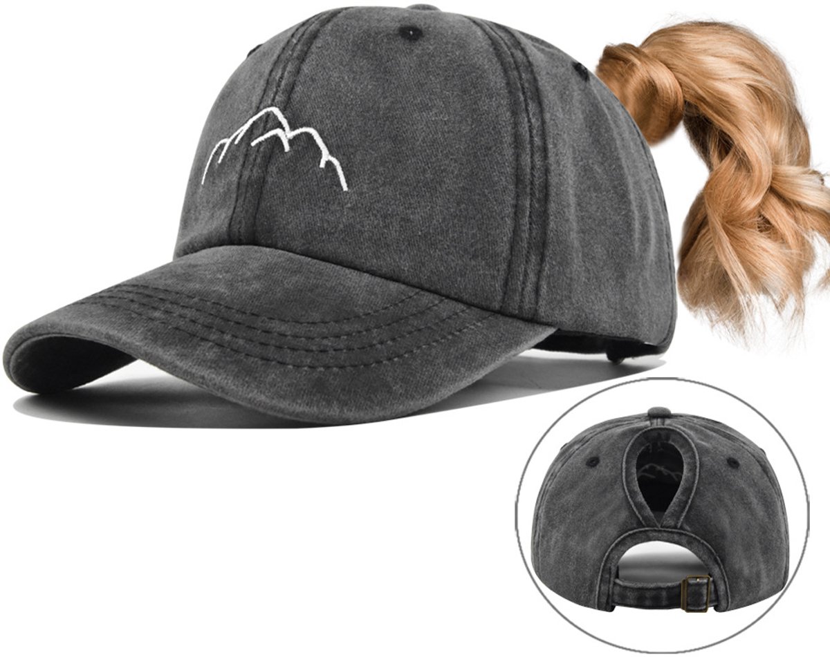 Paardenstaart - Dameshoed met paardenstaart - Verstelbare klep - hoed - pet - Hoed met paardenstaart in vintage - stijl, opening voor dames Baseball pet