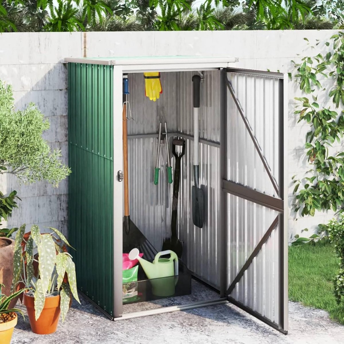 Robuuste Tuinschuur van Verzinkt Staal voor Gereedschap en Opslag, Groen