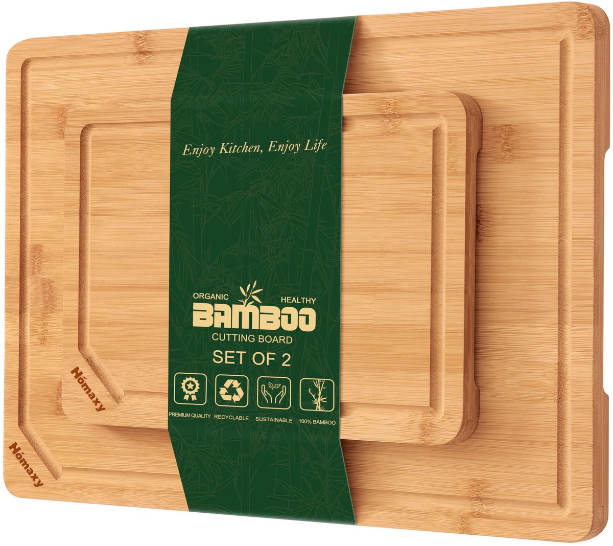 Smiry Snijplankenset - 2 stuks - Snijplanken bamboe - Snijplank hout - Keukenplanken(30.5x20.5/44.5x30.5cm)