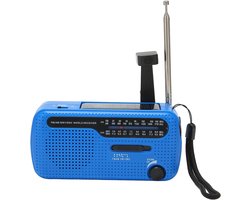 Emergency Solar Radio Hand Crank Wind Up Radio met USB Telefoon Oplader, Zaklamp, Draagbare AM/FM/SW Radio voor Buiten, Camping (Blauw)