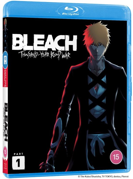 Blu-ray disc van Bleach: Thousand-Year Blood War Part One, met Ichigo Kurosaki op de cover.