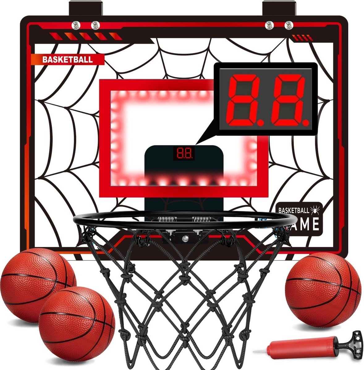 Indoor Basketbalring met LED Verlichting en Scorebord voor Kinderen en Jongens