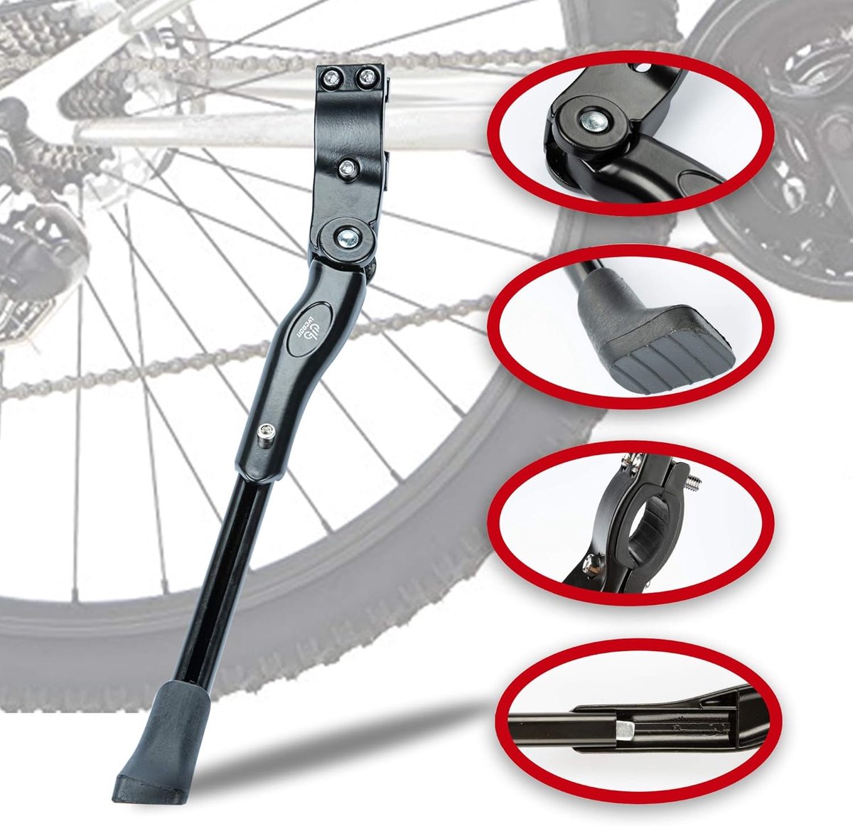 Famanu - Aluminium verstelbare fietsstandaard met antislipvoet, geschikt voor MTB en racefiets – Zilver