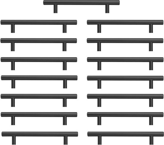 AITITAN 5 Stuks Zwarte Kastgrepen – 240 Mm Lengte, 192 Mm Gatafstand, Mat Zwart, Zinklegering – Voor Keukenkasten & Meubels