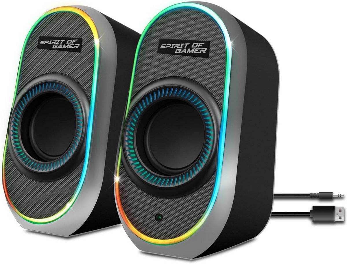 PC & Mac Gaming Speakers 2.0 met RGB Verlichting en Bluetooth 5.1 - Compact en Krachtig