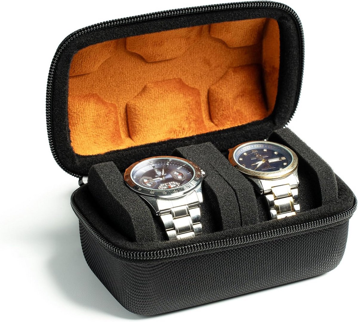 Harde Rits Organizer Doos voor 2 Horloges - Compact en Reisvriendelijk