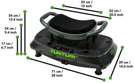 Tunturi Cardio Fit V20 Trilplaat - Incl. Fitnesstoel - Vibration plate - 30 Snelheden - 3 programma's - Vibratie en oscillatie - incl. gratis fitness app