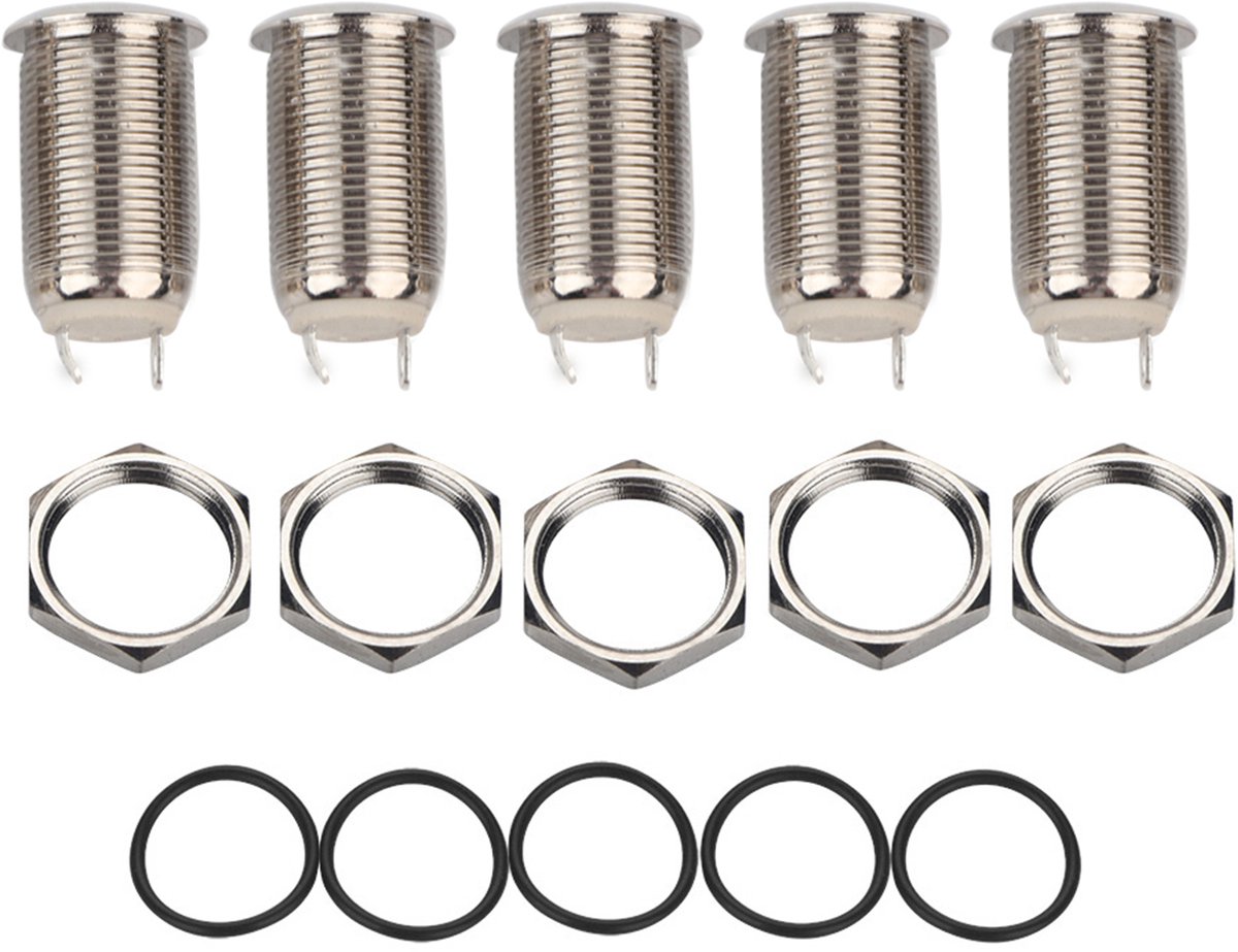 5 stuks set 2A 36V 12mm 2-pins waterdichte zelfvergrendelende drukknopschakelaar
