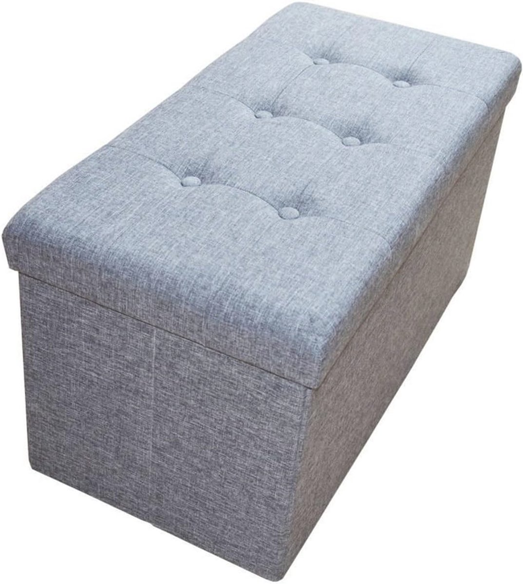 Praktische Zitbank met Opbergruimte en Opvouwbare Voetensteun, 76 x 38 x 38 cm, Prachtige Grijs