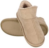 Apollo Pantoffels Dames - Boots Suede - Beige - Maat 39/40 - Sloffen Hoog Model - Harde zool met grip