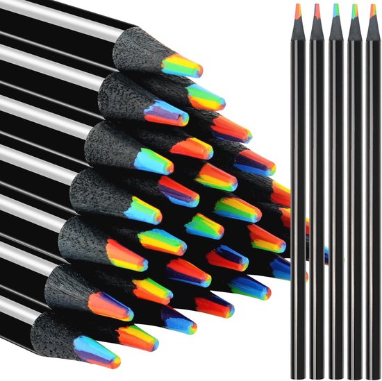 25 stuks regenboogkleurpotloden, regenboogpotloden voor kinderen, 7-in-1 kleurpotloden, regenboogkleurpotloden voor kinderen en volwassenen, kunst, tekenen, kleuren, schetsen