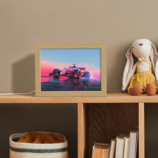 Nachtlampje 20x15 cm - Kinder lampje - Racen - Race - Auto - Jongens - Tafellamp kinderkamer - Slaapkamer lamp - Bedlamp kinderen - Kinderlampje stopcontact - Wandlamp babykamer - Nachtlampjes van Merkloos — afbeelding 3