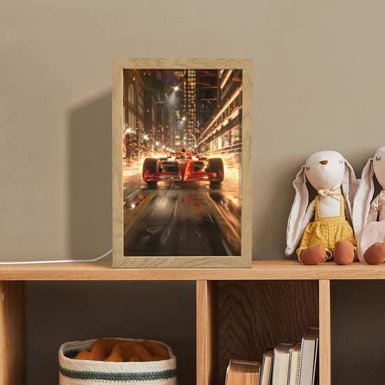 Nachtlampje 20x30 cm - Kinder lampje - Racen - Auto - Race - Goud - Jongens - Tafellamp kinderkamer - Slaapkamer lamp - Bedlamp kinderen - Kinderlampje stopcontact - Wandlamp babykamer - Nachtlampjes van Decoshop — afbeelding 3