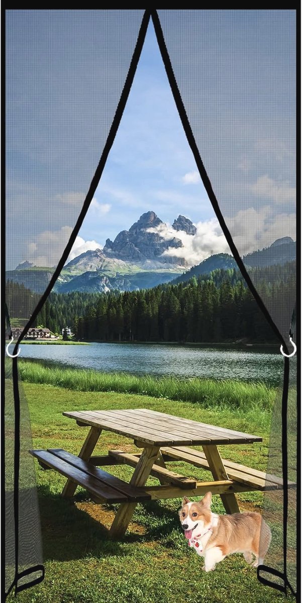 Magnetische hordeur voor eenvoudige doorgang 285 x 185 cm - Zonder boren, automatisch sluitend