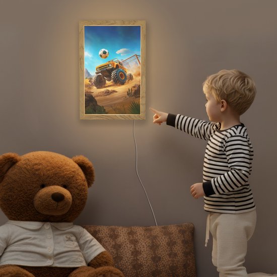 Nachtlampje 20x30 cm - Kinder lamp - Monstertruck - Voetbal - Woestijn - Tafellamp kinderkamer - Slaapkamer lamp - Bedlamp kinderen - Kinderlampje stopcontact - Wandlamp babykamer - Nachtlampjes van Merkloos — afbeelding 5