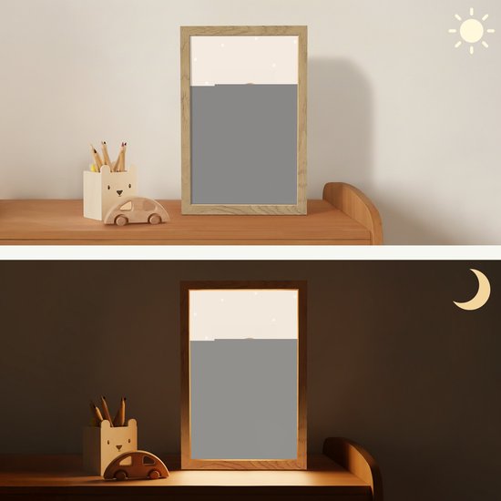 Nachtlampje 20x30 cm - Kinder lampje - Hond - Pup - Beige - Stippen - Tafellamp kinderkamer - Slaapkamer lamp - Bedlamp kinderen - Kinderlampje stopcontact - Wandlamp babykamer - Nachtlampjes van OnlyWow — afbeelding 4