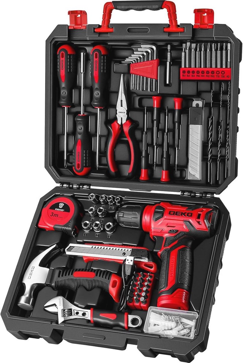 Professionele Gereedschapskist met Schroevendraaier/Boormachine en 126-delige Accessoires voor Kantoor en Tuin