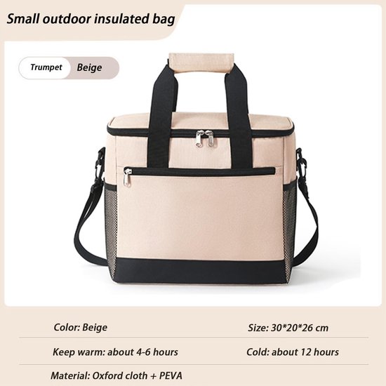 Geïsoleerde Koeltas - Koeltassen - Lunchtas - 30x20x26 cm - 18 Liter - Roze - 3 Laags - Geïsoleerde Koeltassen - Picknicktas - Handvat Riem - Lekvrij en Waterdicht - voor Kantoor, Camping, Picknick, Reizen - Thermotas voor Levensmiddelentransport — afbeelding 4