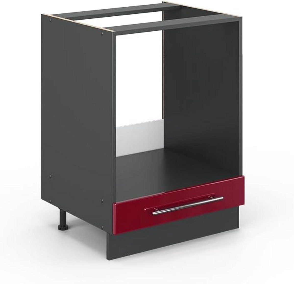 Ovenombouwkast 60 cm Hoogglans Bordeaux en Antraciet voor Inbouwapparatuur