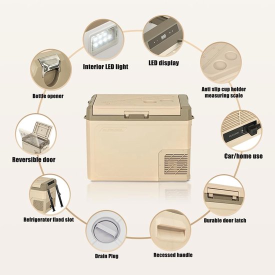 Elektrische 30L compressor koelbox en vriesbox - Mini koelkast voor 12V, 24V en 230V — afbeelding 5