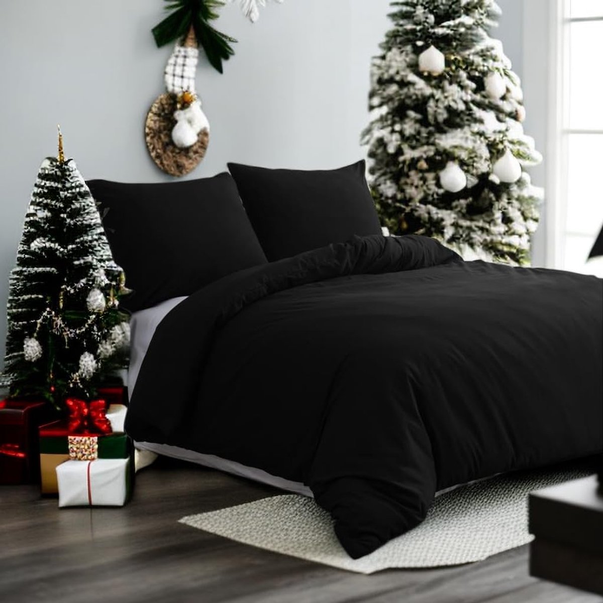 Unyqoos Zacht en comfortabel beddengoedset met kussenslopen in elegant zwart